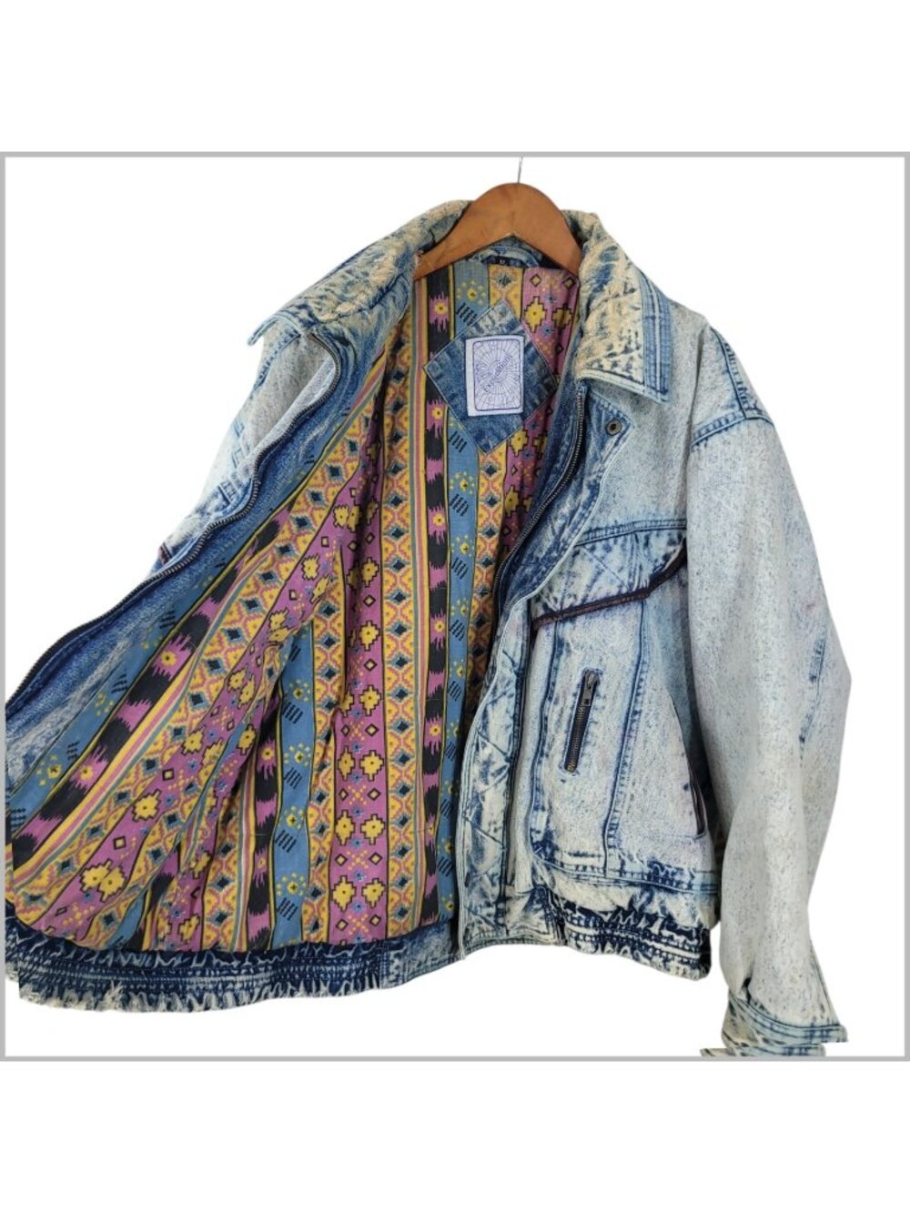 Vintage Denim Chore Coat Blanket Distressed Workwear Jacket Men’s XL Destroyed